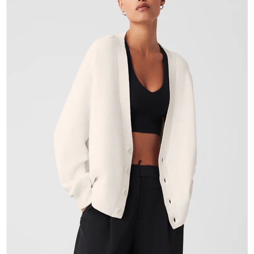 Women's White Cardigan Sweater